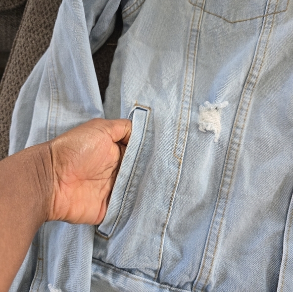 Brooklyn Denim Distressed Jacket Men Sz M Blue Long Sleeve ButtonUp Jean… - Picture 10 of 15